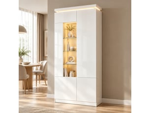 Vitrine coloris blanc 6 étagère(s) <strong>MEULVA</strong> <strong></strong> - 80 cmx180 cm