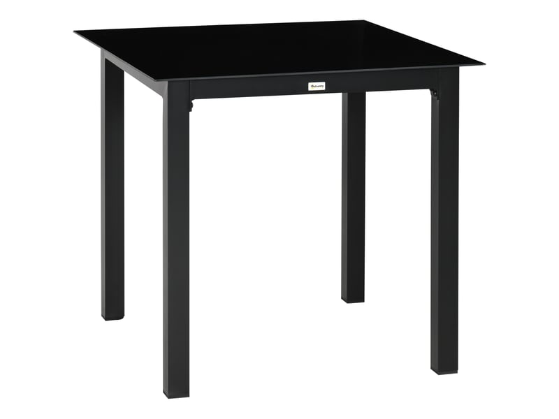  Table de jardin carrée - 4 personnes - plateau en verre trempé - aluminium noir - facile à nettoyer 80x80x74cm - Conforama A