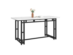 Table à manger rectangulaire 140 x 80 cm en mdf, pieds en métal noir, blanc