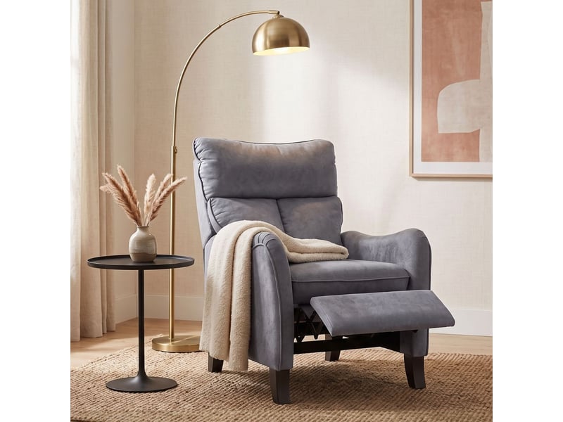  Fauteuil relax manuel tissu microfibre aspect suédine bleu - amboise AMBOISE - Conforama C