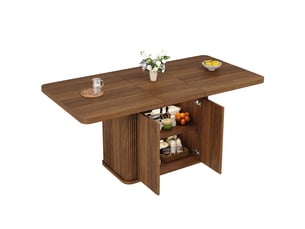 Table à manger extensible 140-180x80x76.5cm avec rangement caché, brun foncé