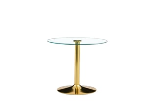 Table de bar ronde,85x85x76 cm,verre trempé transparent et métal,doré