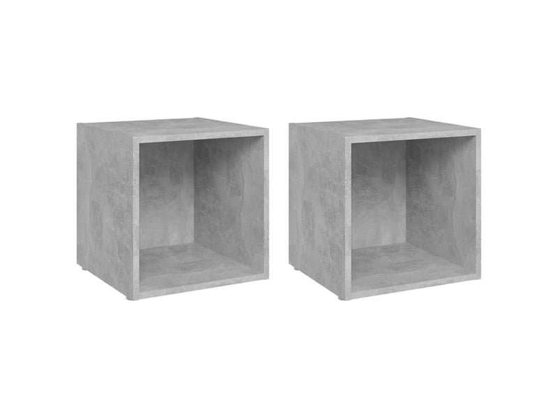  Lot de 2 meuble tv bas salon gris béton 37x35x37 cm bois d’ingénierie  - Conforama A