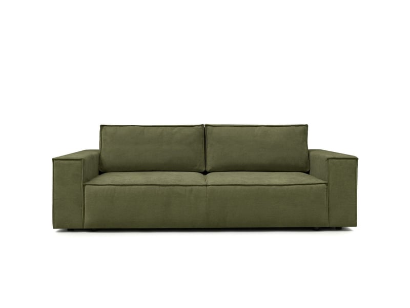  Canapé convertible 3 places avec coffre de rangement en tissu chenille vert olive - harper Harper - Conforama A