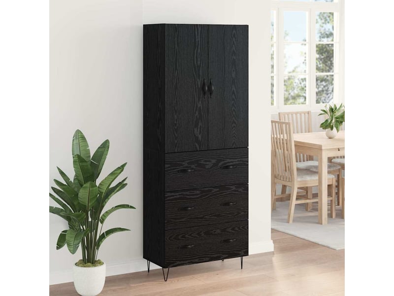 Buffet - haut armoire 2 pc chêne noir 69,5 x 34 x 180 cm - Conforama D