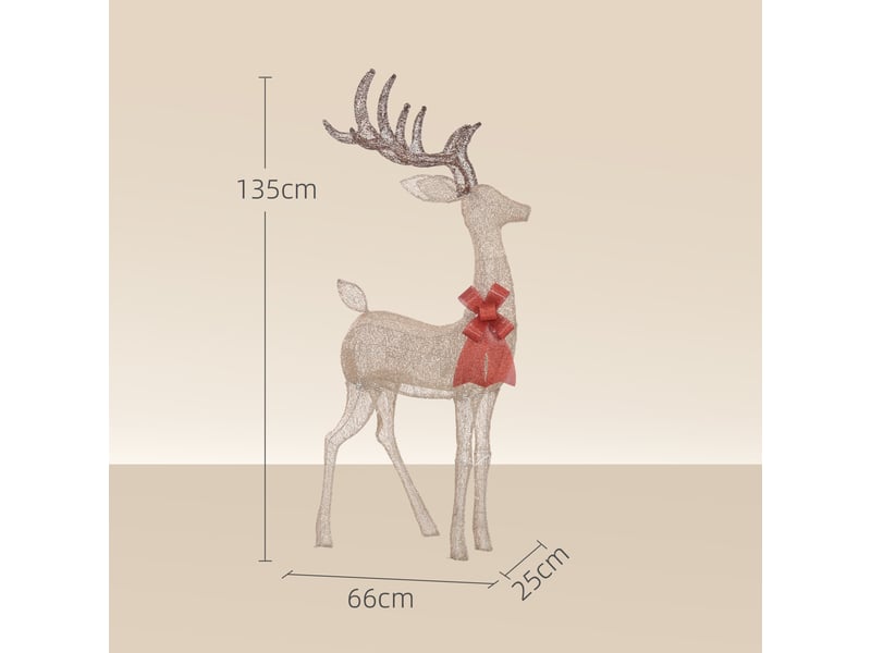  Renne lumineux de noël avec 137 led blanc chaud, guirlande lumineuse dorée pour la maison et le jardin.  - Conforama E