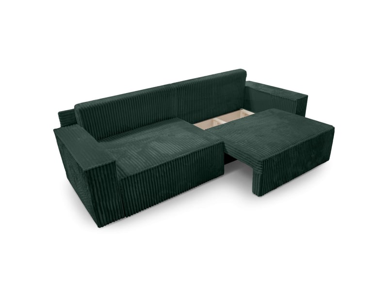 Farah - canapé droit assise profonde 3 places convertible en velours côtelé épais - Conforama E
