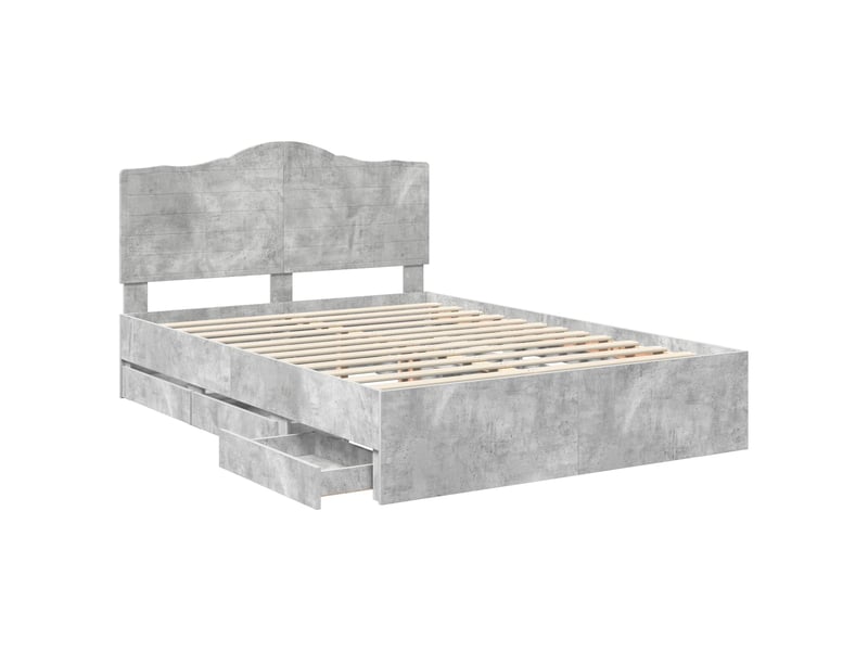  Lit double- lit adulte -  cadre de lit gris béton 150 x 200 cm bois ingénierie  - Conforama D