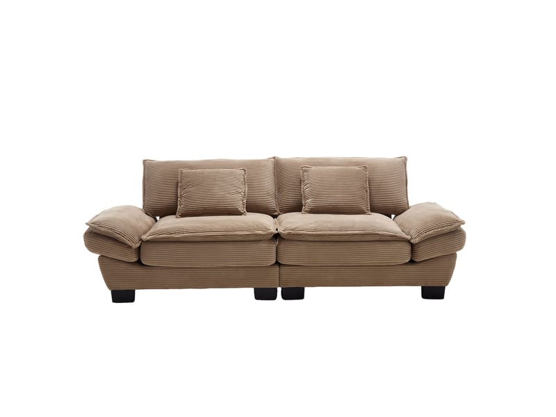 Canapé 2 places moderne kaki – sommier à ressorts et coussin d’appoint, spacieux et confortable - Conforama A