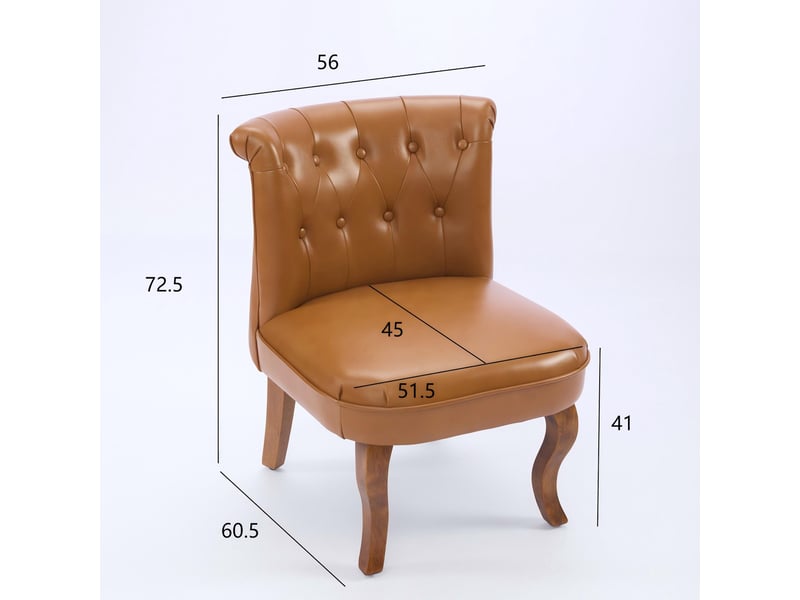  Chaise de salle à manger en cuir avec dossier capitonné et pieds en bois, style moderne, brun clair  - Conforama E