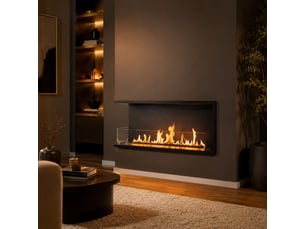 Urano 120 - cheminée bioéthanol encastrable d'angle gauche 120x50x30 cm avec brûleur en acier de 3 litres