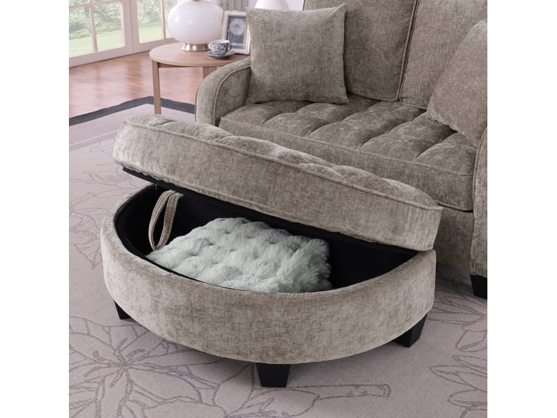  Canapé convertible modenvie 1 place avec pouf de rangement en chenille marron  - Conforama E