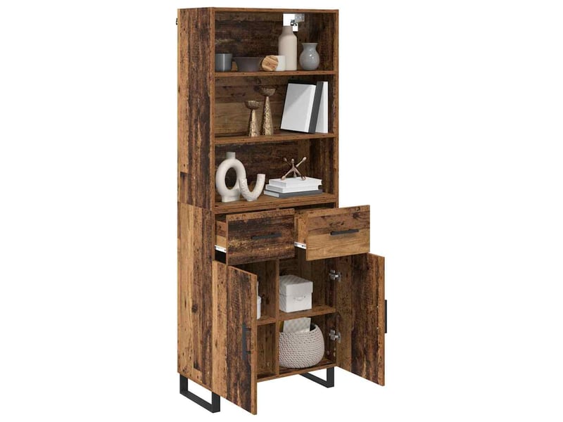 Haut armoire, armoire de rangement bois ancien 69,5x34x180 cm shl23586 - Conforama C