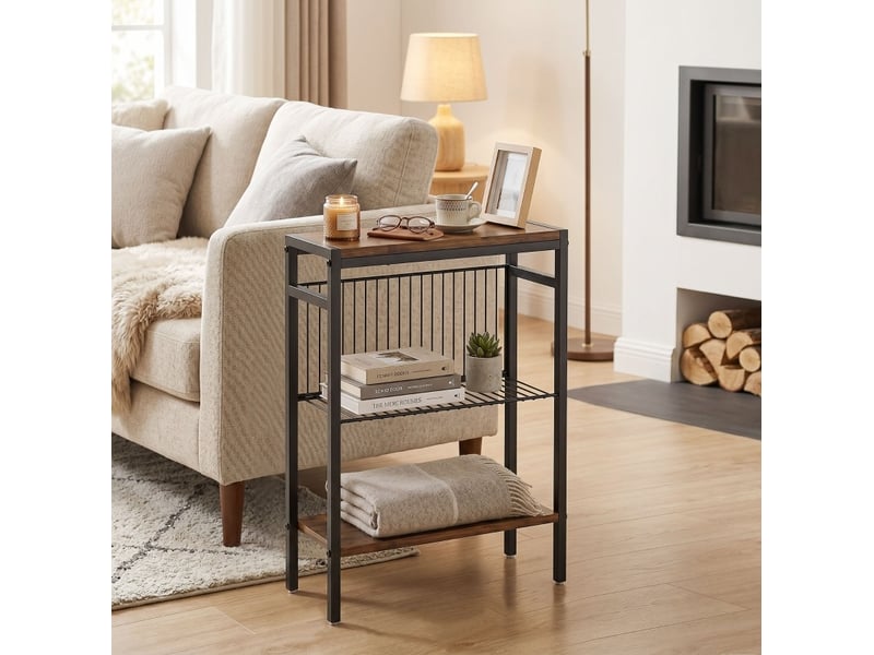  Table de chevet avec 3 étagères ouvertes, style industriel, pour chambre et salon, brun rustique, 43 × 18 × 62,5 cm  - Conforama C