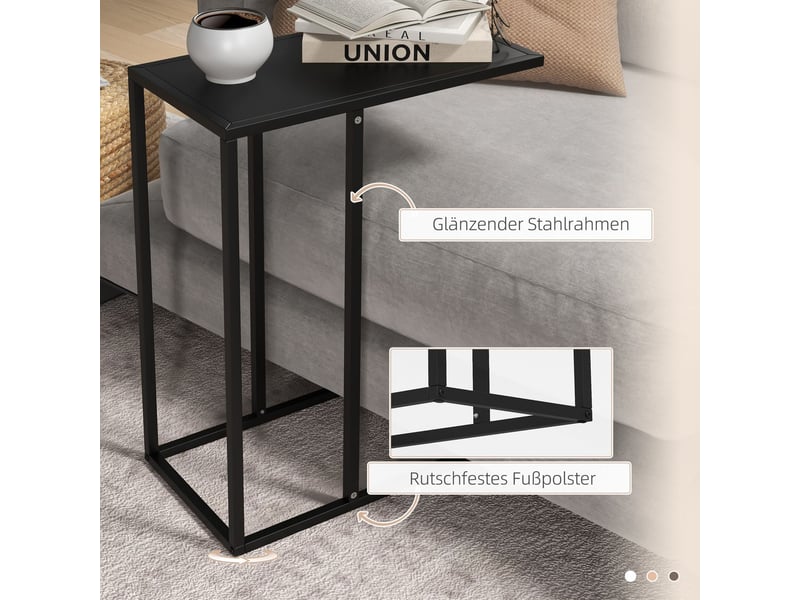  Table basse 50x30x60, piètement acier noir petite table basse, design c, sous canapé  - Conforama E