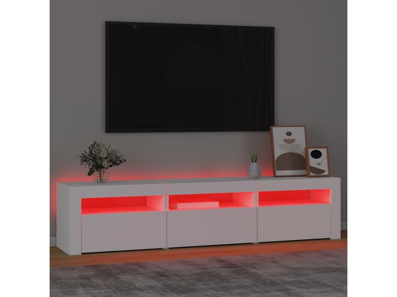 Meuble tv - banc tv - meuble de rangement avec lumières led blanc 180x35x40 cm - Conforama E