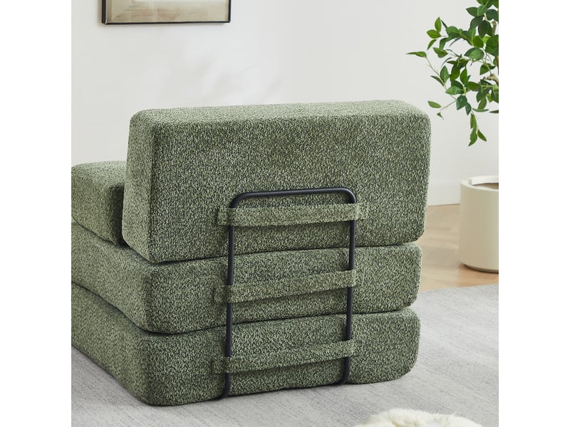 Canapé droit, canapé convertible 2 en 1, velours chenille, armature en fer, assise réglable pour salon, chambre ou bureau, 2 places, 80 x 90 x 182 cm, vert - Conforama E