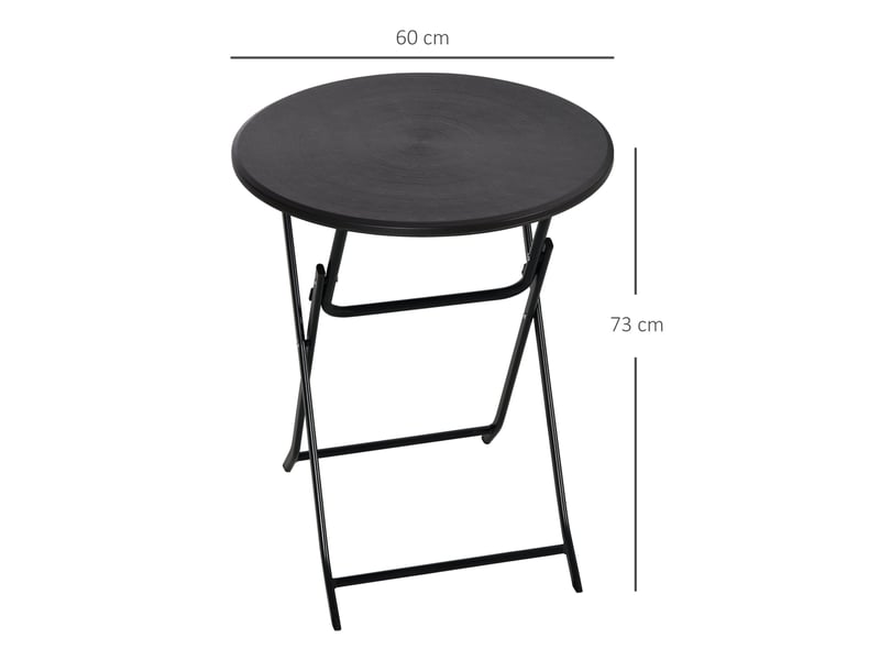  Table de jardin pliante ronde ø60 cm – gris foncé – plateau hdpe aspect bois et piètement en acier  - Conforama C