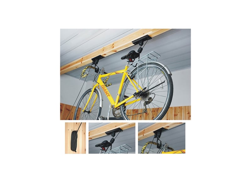 Support vélo plafond en métal avec corde 70 x 7 x 30 cm - Conforama B