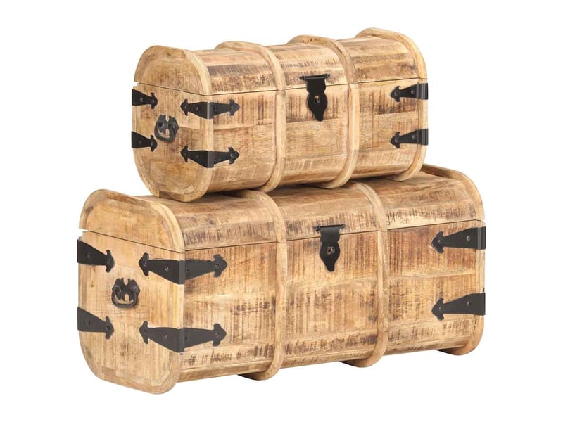  Coffres de rangement 2 pcs bois de manguier massif  - Conforama B