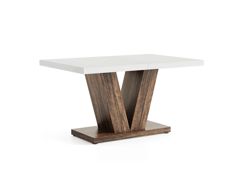  Table à manger rectangulaire 4 à 6 places, plateau 4 cm - lpospi - bois marron rustique et blanc 120 × 80 × 75 cm  - Conforama A