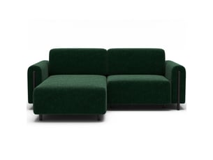 Canapé d'angle convertible arvessa vert émeraude bouclette – angle gauche avec coffre
