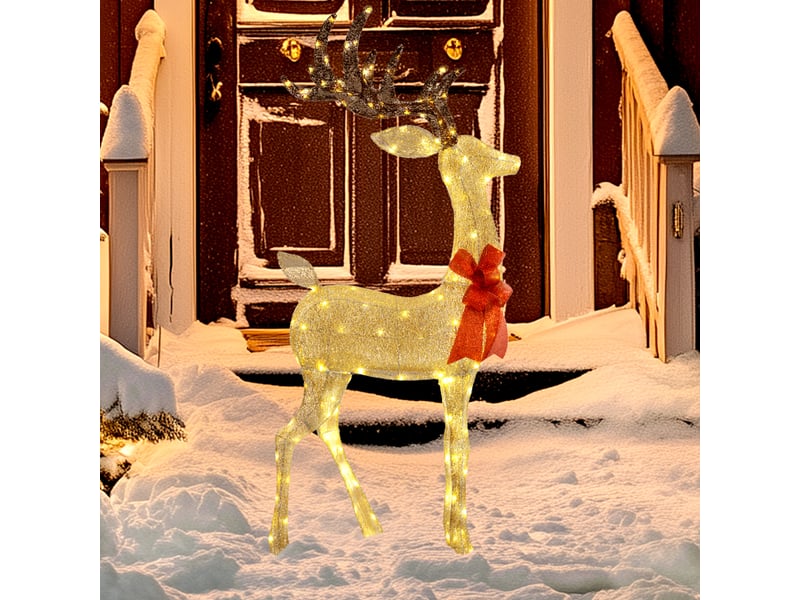  Renne lumineux de noël avec 137 led blanc chaud, guirlande lumineuse dorée pour la maison et le jardin.  - Conforama D