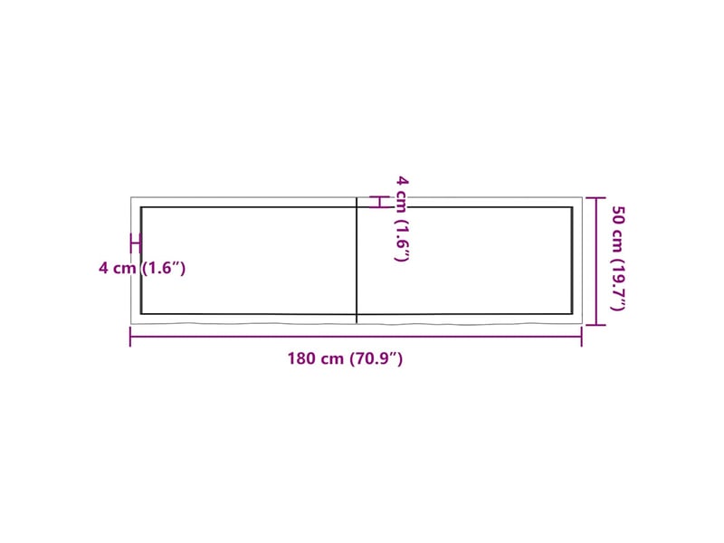 Comptoir de salle de bain, plan de travail marron foncé bois massif traité cf65879 - Conforama E