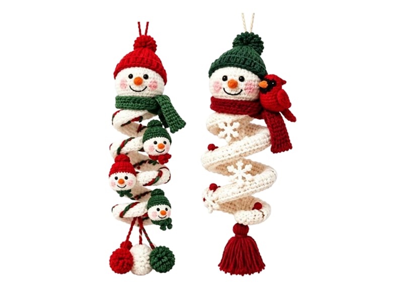  Lot de 2 kits diy crochet bonhomme de neige en spirale – pour débutants, ornements de noël à réaliser soi-même-style 12  - Conforama A