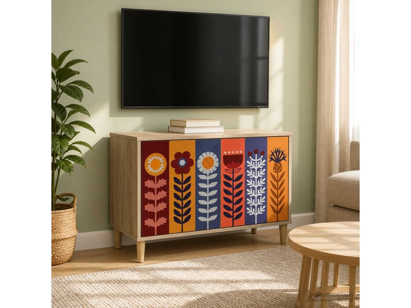 Meuble tv - banc tv - meuble de rangement essen 69 x 33 x 50 cm sonoma bois d'ingénierie - Conforama B