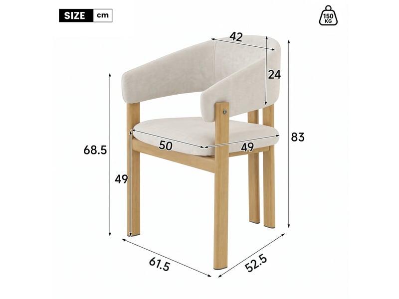 Ensemble table à manger extensible 140-180 cm + 6 chaises en tissu lin, rangement intégré, portes rainurées, étagères amovibles - Conforama W