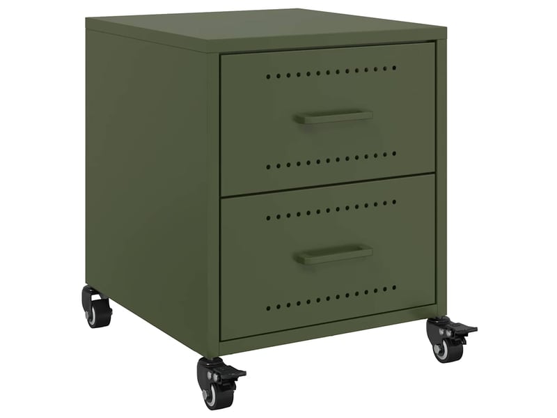  Lot de 2 tables de chevet - cabinet de chevet - table de nuit vert olive 36x39x43,5 cm acier  - Conforama E