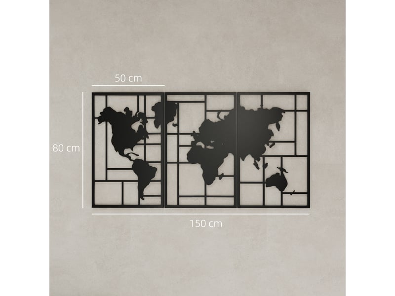  Lot de 3 décorations murales en métal moderne, sculpture murale en métal géométriques abstraites, noir, 50 x 80 cm  - Conforama C