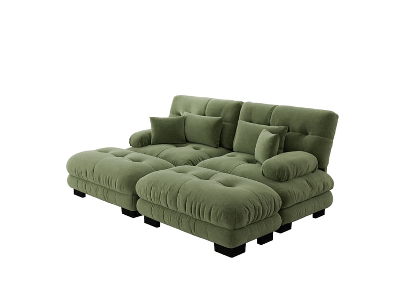  Canapé d'angle, canapé 2 places – coussins inclus, en chenille, style cloud, larges accoudoirs  - Conforama B