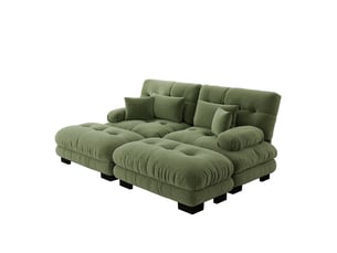 Canapé d'angle, canapé 2 places – coussins inclus, en chenille, style cloud, larges accoudoirs