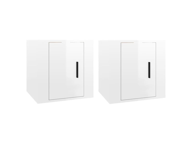  Lot de 2 meuble tv mural, meuble tv suspendu blanc brillant 40x34,5x40 cm  - Conforama A