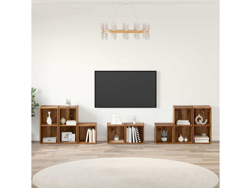  Ensemble de meubles tv - banc tv - meuble de rangement 8 pcs bois ancien bois d'ingénierie  - Conforama B