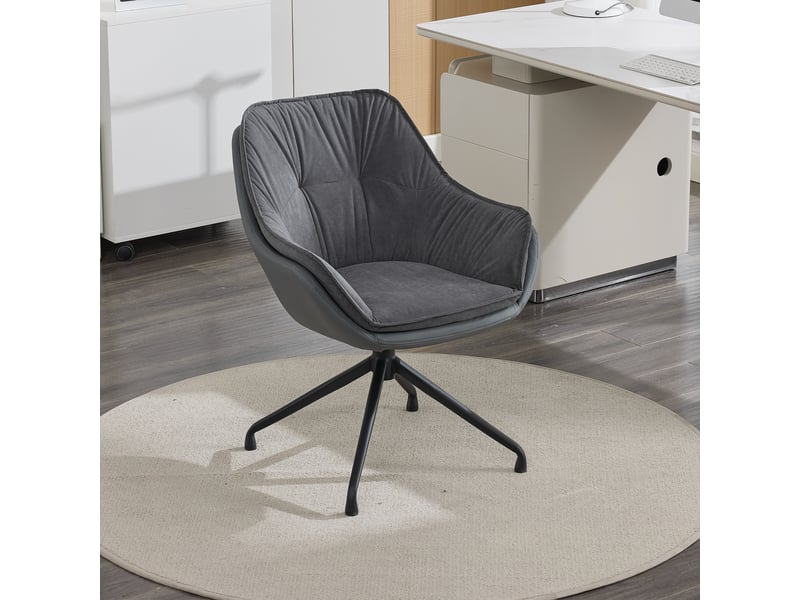  Fauteuil de bureau pivotant 360° avec retour automatique, assise ergonomique en simili cuir gris, 69×65×46 cm  - Conforama C
