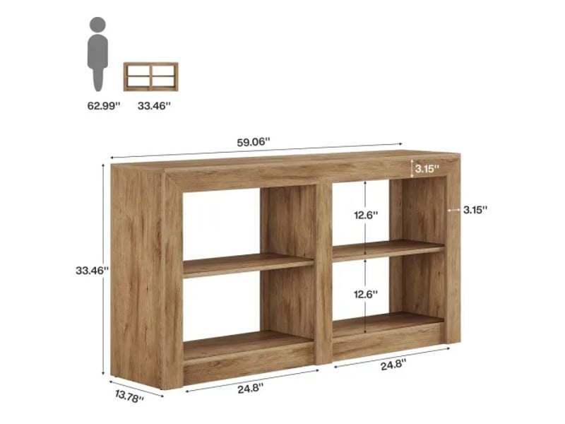  Table console d'entrée en mdf marron avec 3 niveaux 150x35x85 cm  - Conforama C