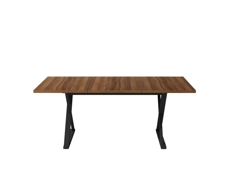  Table à manger 180x90 cm style moderne, 6 à 8 personnes, mdf, métal, noyer et noir  - Conforama B