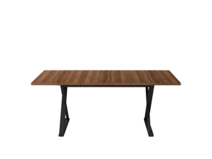 Table à manger 180x90 cm style moderne, 6 à 8 personnes, mdf, métal, noyer et noir