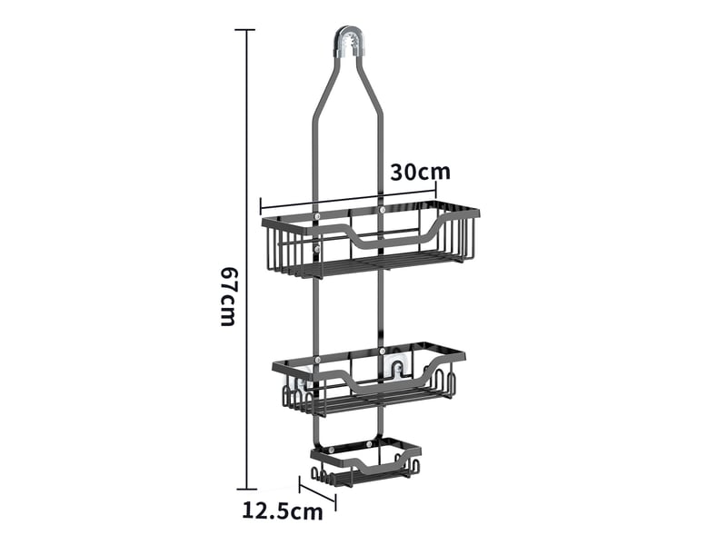  Etagère douche avec 3 niveaux  sans perçage grâce au large crochet noir  - Conforama B