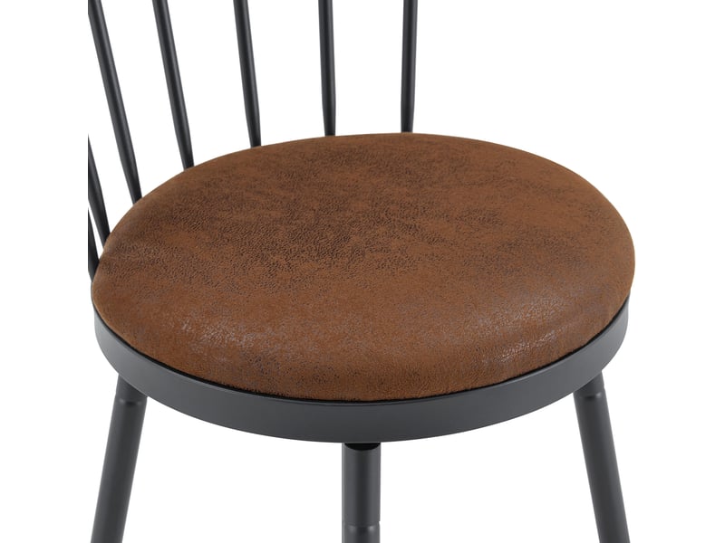  Tabouret de bar 39x39x96 cm, tabouret haut, style windsor, assise ronde, pour comptoir, structure métal, couleur marron  - Conforama E