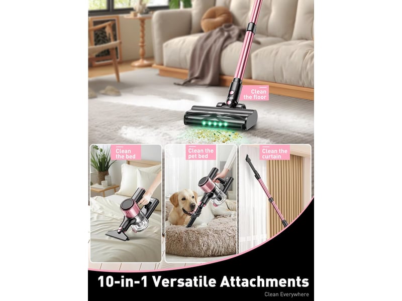 Aspirateur balai sans fil 10 en 1, 500 w et 40 kpa, jusqu’à 45 min d’autonomie, pour sols durs, tapis et animaux  - Conforama E