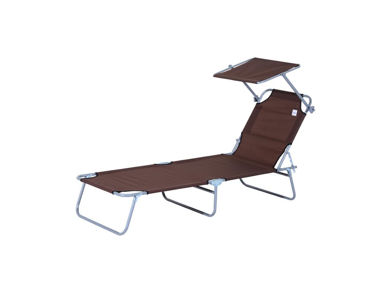  Transat de jardin pliable avec pare-soleil dossier 4 positions marron 187x58x36 cm  - Conforama B