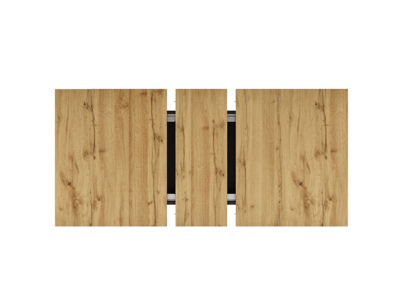  Table à manger extensible 110-140x80x76 cm pour 4-6 personnes, rangement intégré et led pilotée, mdf et verre, noir et naturel  - Conforama R