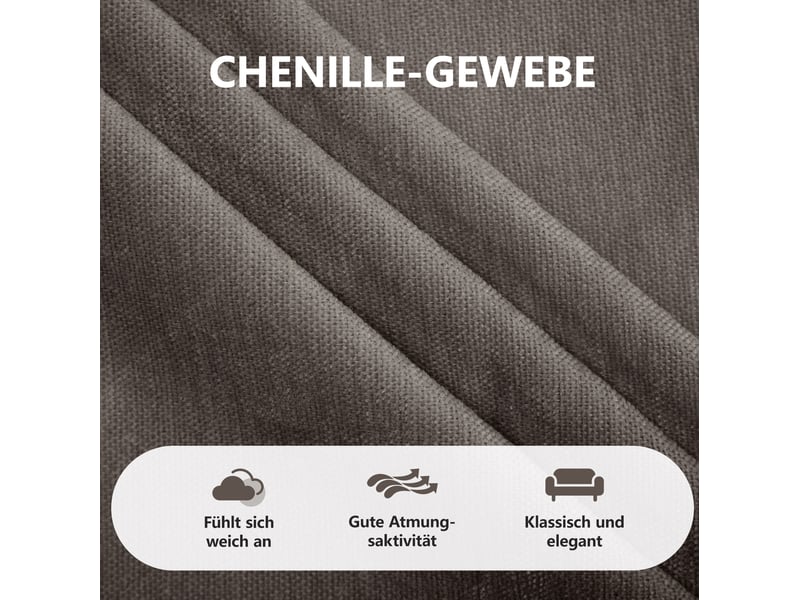 Canapé modulaire en u 3 places 253x143x88 cm, 2 poufs, design ergonomique, style moderne minimaliste chenille marron  - Conforama E