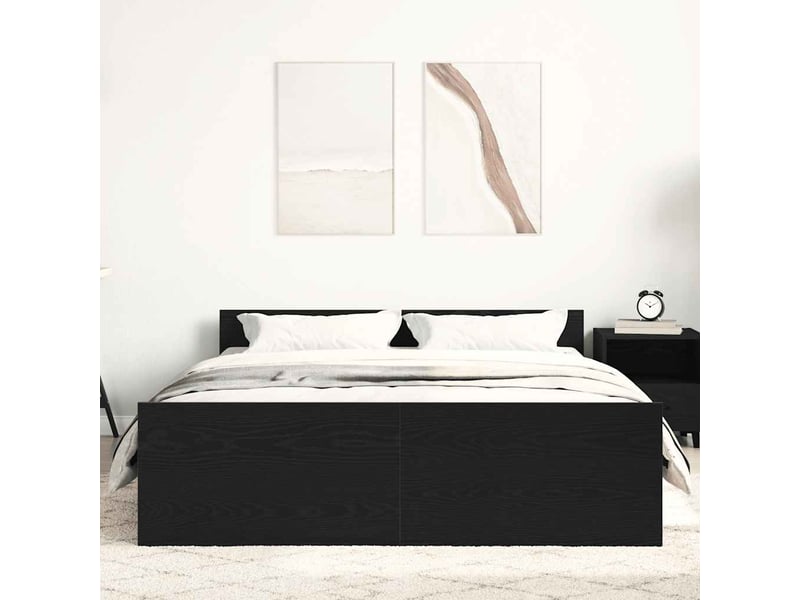  Lit double- lit adulte -  cadre de lit sans matelas chêne noir 120 x 190 cm bois d'ingénierie  - Conforama C