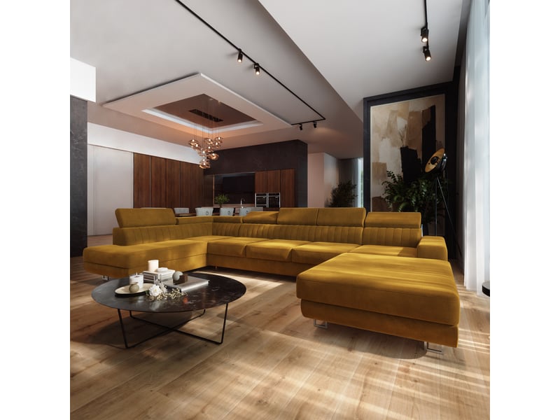 Canapé d'angle gaian, velours jaune  - Conforama B