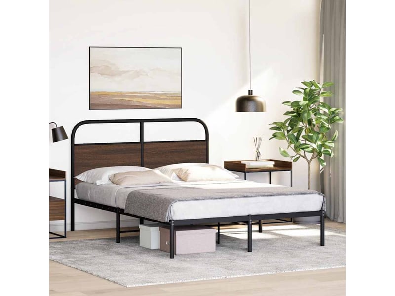 Lit adulte, lit semi-double, cadre de lit sans matelas 135x190cm chêne marron cf10609  - Conforama D